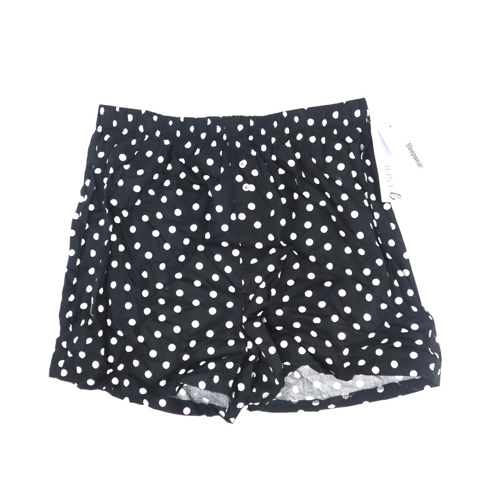 Black Polka Dot Pajama Shorts Small Just Be Womens Elastic Waist NWT